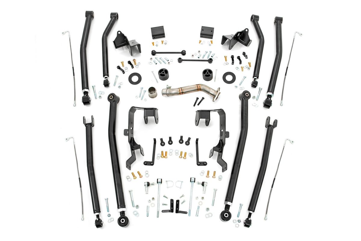 Jeep Wrangler Suspension Lift Kit - Front + Rear - Rough Country - Long Arm Upgrade - '07-'10